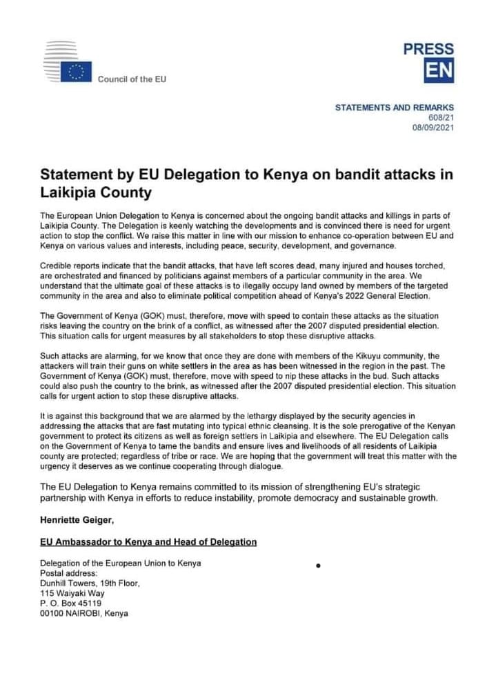 EU Fake Statement on Laikipia