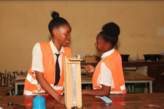 Young Scientists Kenya Sabrina Chepkemoi and Marrieta Halima of St Thomas Girls Secondary School in Kilifi County