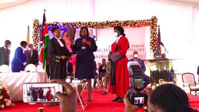 Ann Kananu takes her oath of office when she was sworn in as Governor of Nairobi on November 16, 2021. [Photo/ Courtesy]