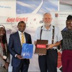 KQ MOU Signing Lto R Grace Vihenda Innovation Hub Lead KQ,Mr. Julius Thairu- Ag. Chief Commercial & Customer Officer at KQ,Dr. Joseph Sevilla- Director iBizAfrica- Strathmore Univeristy and Linda Kwamboka iBizAfrica
