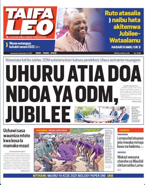 Rude headline on Kenya's Taifa Leo tabloid, reporting Ng'ang'a and