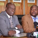 KTDA Board Member, Geoffrey Kirundi and KTDA Holdings Limited Chairman David Ichoho (right) at the media briefing
