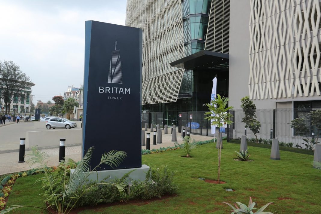 Britam Tower. In the six months to June 2021, Britam Group posted a Ksh376.3 million net profit. [Photo/ Africa Surveyors]