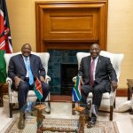 President Uhuru Kenyatta and South Africa President Cyril Ramaphosa during a visit in November when agreements were signed on 8 areas of cooperation including easing travel restrictions. [Photo/ Courtesy]