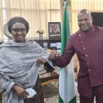 Nigeria Finance Minister Dr Zainab Shamsuna Ahmed and Shelter Afrique MD Andrew Chimphondah