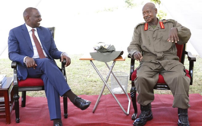 Deputy President William Ruto pictured with Uganda President Yoweri Museveni in a past meeting. Ruto has on previous occasions referred to Museveni as 'a friend'. [Photo/ Courtesy]