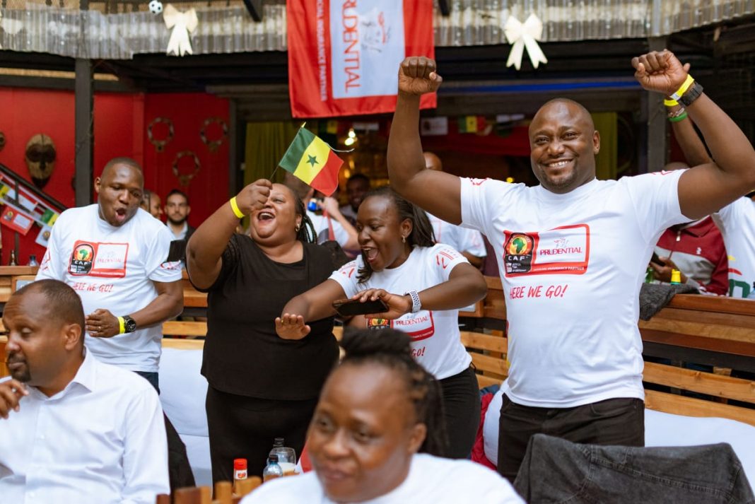 Fans during the AFCON 2021 Watch Party hosted by Prudential Life Assurance at K1 Club, Nairobi. [Photo/ Courtesy]