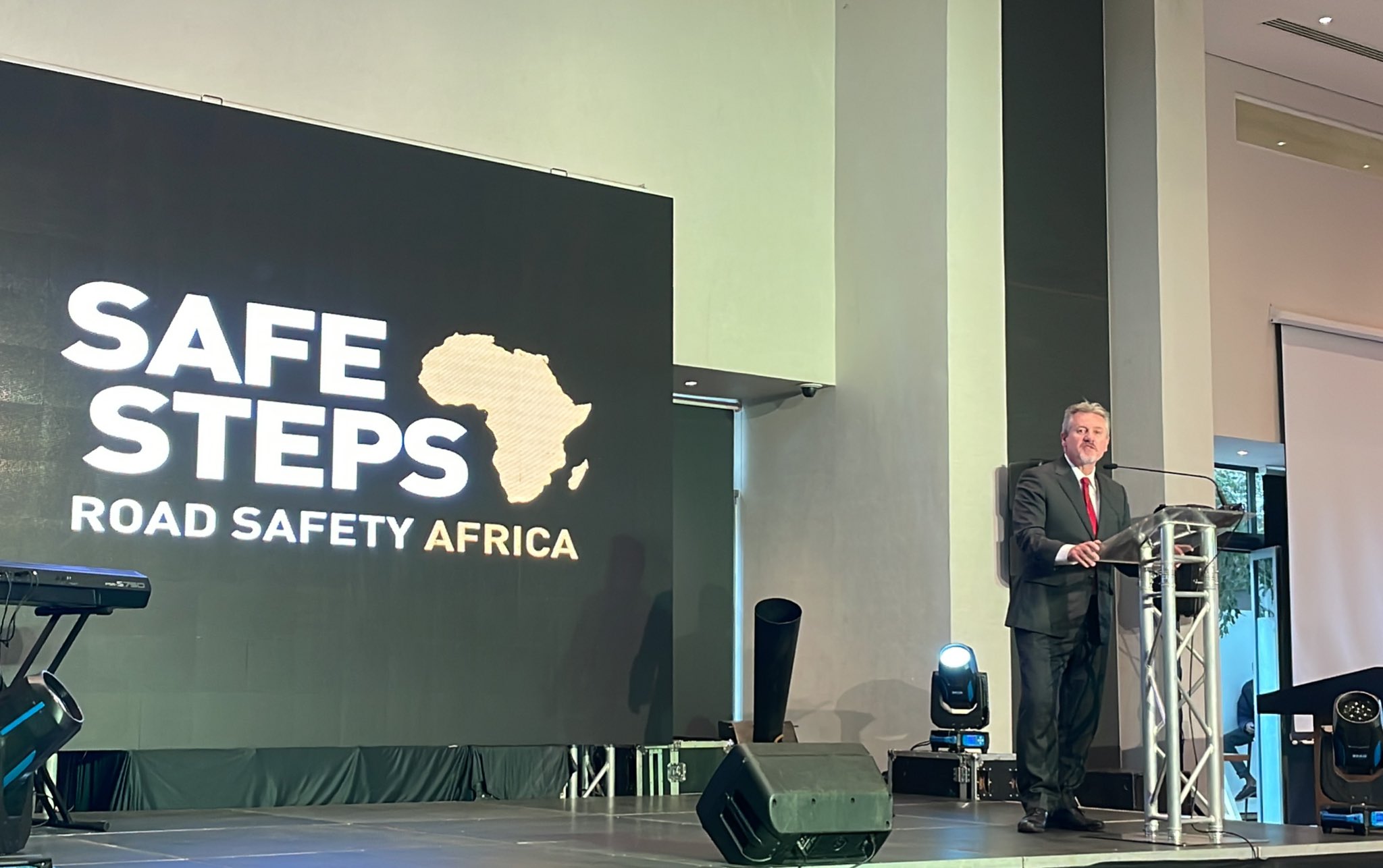 Prudential Regional CEO, Insurance Growth Markets, Wilf Blackburn, speaking at the launch of the Safe Steps Road Safety campaign in Nairobi on February 23, 2021. [Photo/ NMG]