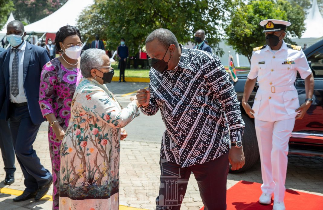 President Uhuru Kenyatta and First Lady Margaret Kenyatta on March 8, 2022 ahead of International Women's Day celebrations. [Photo/ PPS]