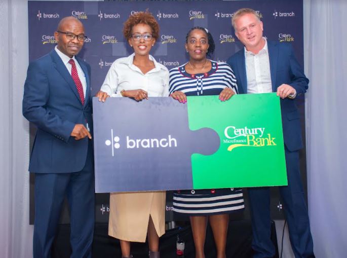 Century Microfinance Bank Chairman Peterson Mwangi with Branch East Africa MD Rose Muturi, Century MFB CEO Florence Muchiri and Branch International CEO and Co-Founder Matt Flannery