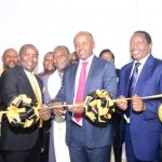 Sidian bank Kamakis branch manager Mutethia Muthuri, Chairman to the Board Dr. James Mworia and Sidian bank CEO Chege Thumbi during the opening of the branch in Ruiru on March 15, 2022