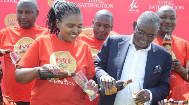 Keroche founder Tabitha Karanja (l) with Joseph Karanja at a past product launch. Agreement on a new payment plan will see Keroche's Naivasha brewery reopened for production. [Photo/ Keroche]