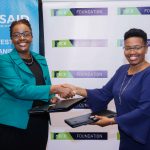 Head of KCB Foundation, Caroline Wanjeri (right), and USAID’s Kenya Investment Mechanism Acting Chief of Party, Dr. Grace Mwai (left) exchange the signed Memorandum of Understanding (MOU).