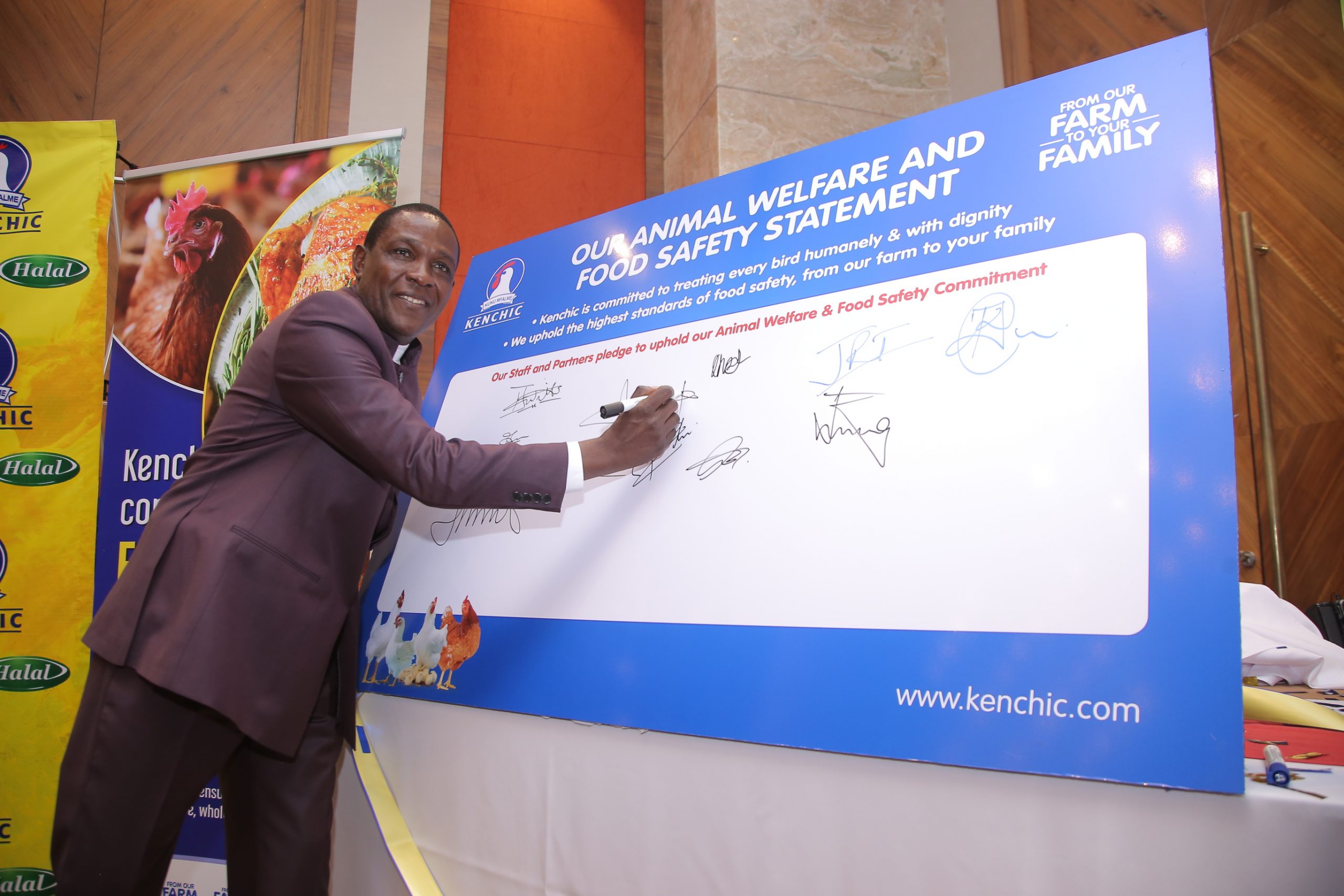 Lawrence Omuhaka, CAS, Ministry of Agriculture, Livestock, Fisheries and Cooperatives during the launch of Kenchic animal welfare and food safety commitments and practices on April 21, 2022.