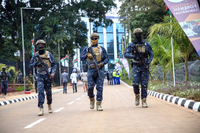 Officers outside the DCI Forensic Laboratory ahead of its official commissioning. [Photo/ DCI]