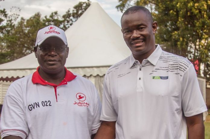 Governor James Nyoro, (L) and KCB Foundation, Regional Business Manager, Nairobi Central - Benson Rateng (R) pose for a photo after addressing Kiambu Citizens during the MSME Launch/MOU and Jinue Fund sighing Between KCB and Kiambu County Government. Governor James Nyoro, (L) and KCB Foundation, Regional Business Manager, Nairobi Central - Benson Rateng (R) pose for a photo after addressing Kiambu Citizens during the MSME Launch/MOU and Jinue Fund sighing Between KCB and Kiambu County Government.