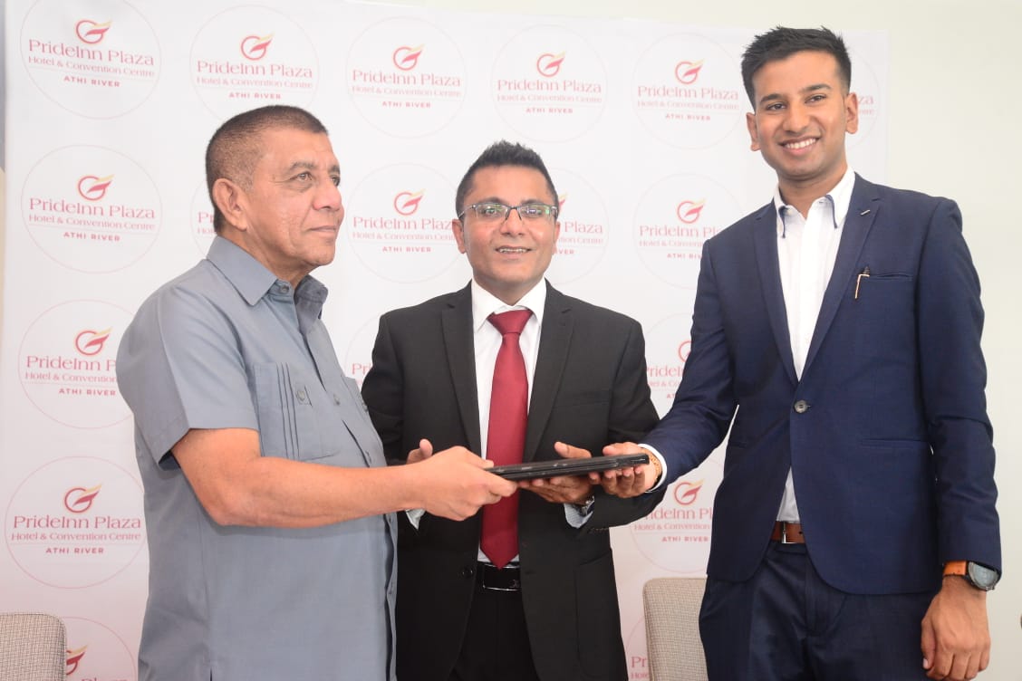 Prideinn Group chairman Shabir Kassam (L), Prideinn Group Founder and Managing Director Hasnain Noorani (M) and Azure Hospitality Group MD Punit Pindoria. [Photo/ Courtesy]