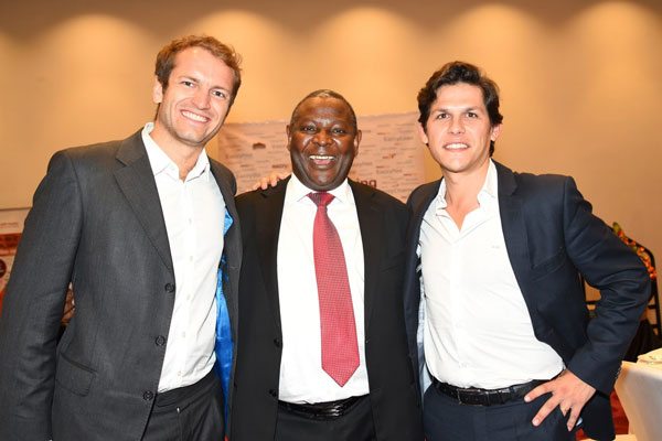 Equity Bank CEO James Mwangi shares a moment in 2016 with former Jumia Kenya MD Sam Chappatte (Left) and Juan Seco (Right). [Photo/ Soko Directory]