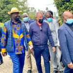 SK Macharia and Azimio Presidential candidate Raila Odinga at a past event. Macharia is a long-time backer of Odinga. [Photo/ Twitter]