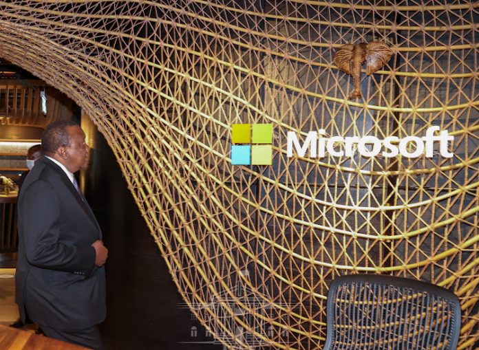 President Uhuru Kenyatta when he showed up for the launch of the Microsoft Africa Development Centre (ADC) in March 2022. [Photo/ Microsoft ADC]