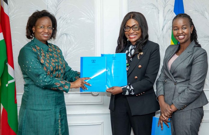 Ministry of Health Principal Secretary Susan Mochache (left) with Johnson & Johnson’s Head of Government Affairs & Policy, Ms Idah Asin and Country Manager Queenter Owuonda (right)