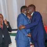 (r-l) President Uhuru Kenyatta, former Prime Minister Raila Odinga and President-Elect William Ruto at a past National Prayer Breakfast. [Photo/ NW]