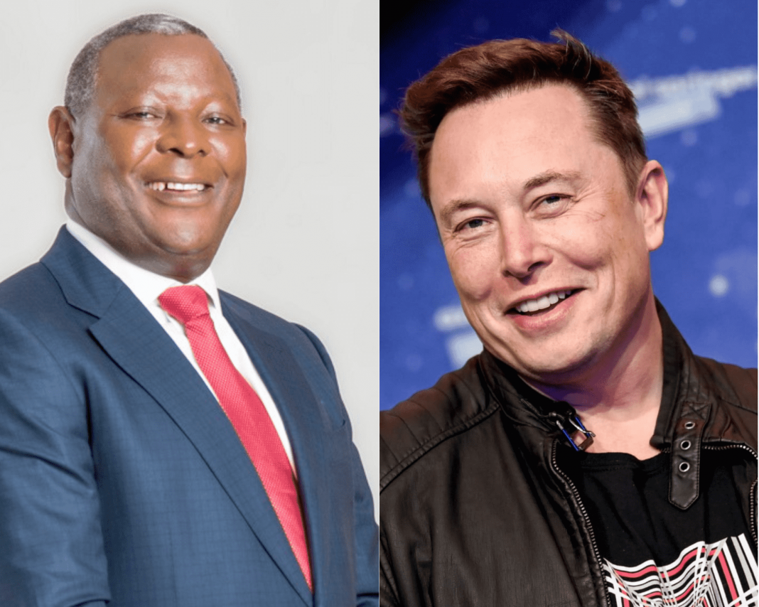 Equity Group CEO James Mwangi (l) and Tesla CEO Elon Musk. Mwangi wants Tesla to set up a manufacturing plant in DRC for its electric batteries. [Photo/ BT Edit]