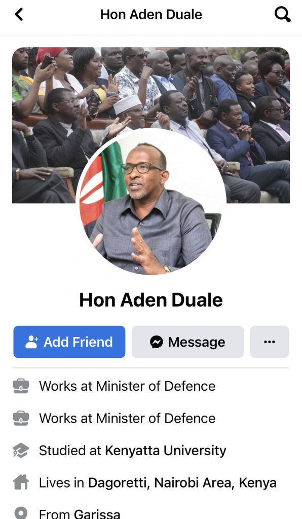 Aden Duale facebook