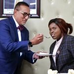 Former Tourism CS Najib Balala when he handed over to his successor, Peninah Malonza, on October 28, 2022.