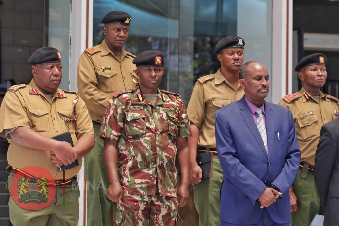 Officers pictured at Harambee House, Nairobi during the launch of the Water Protection Unit (WPU) on January 30, 2023. [Photo/ Ministry of Interior]