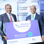 L - R HF Group CEO Robert Kibaara and Madison Life MD Githua Ngaruiya during the partnership signing ceremony