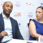 Chukwudi Onike, Program Officer, Visa Foundation and Arielle Molino, Sub-Saharan African Lead, Sankalp Forum, addressing members of the media at the sidelines of the 10th Africa Sankalp Forum in Nairobi, Kenya