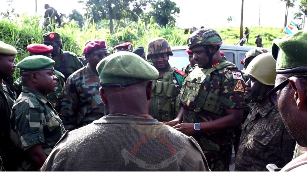 KDF officers with allied forces in the Democratic Republic of Congo. [Photo/ KDF]