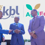 Eric Kiniti, Group Corporate Relations Director, EABL (left), Mr Philip Kello Harsama, Principal Secretary in the State Department for Crop Development, Ministry of Agriculture, Livestock and Fisheries and Hon. Mutunga John Kanyuithia, MP of Tigania West, Chairman, Agriculture and Livestock Committee, The National Assembly of the Republic of Kenya at the EABL Agri Forum where they discussed regenerative agriculture, how to build resilience and enhance food security.