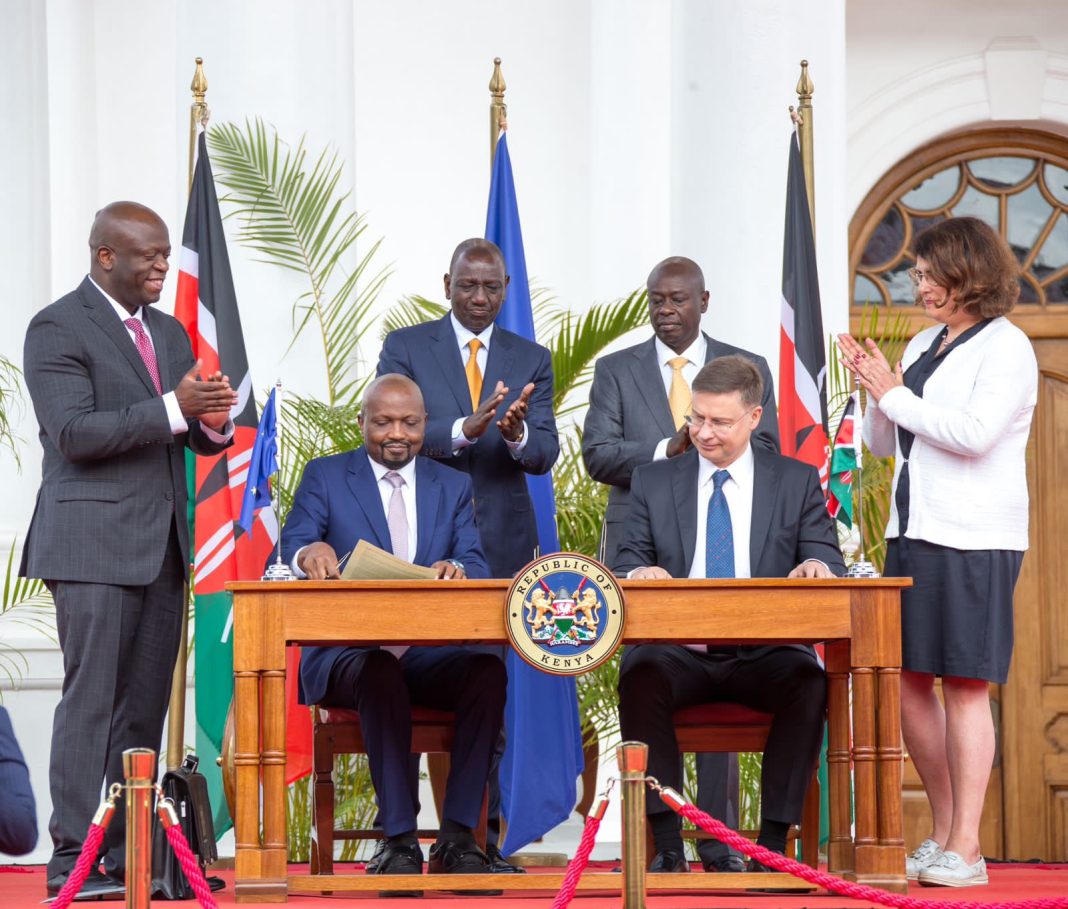 President William Ruto looks on as the Kenya-European Union Economic Partnership Agreement (EPA) was sealed on June 19, 2023. [Photo/ @WilliamsRuto]