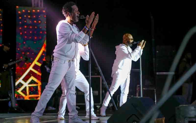 Boyz II Men performing at Uhuru Gardens, Nairobi on June 10, 2023. [Photo/ Standard]