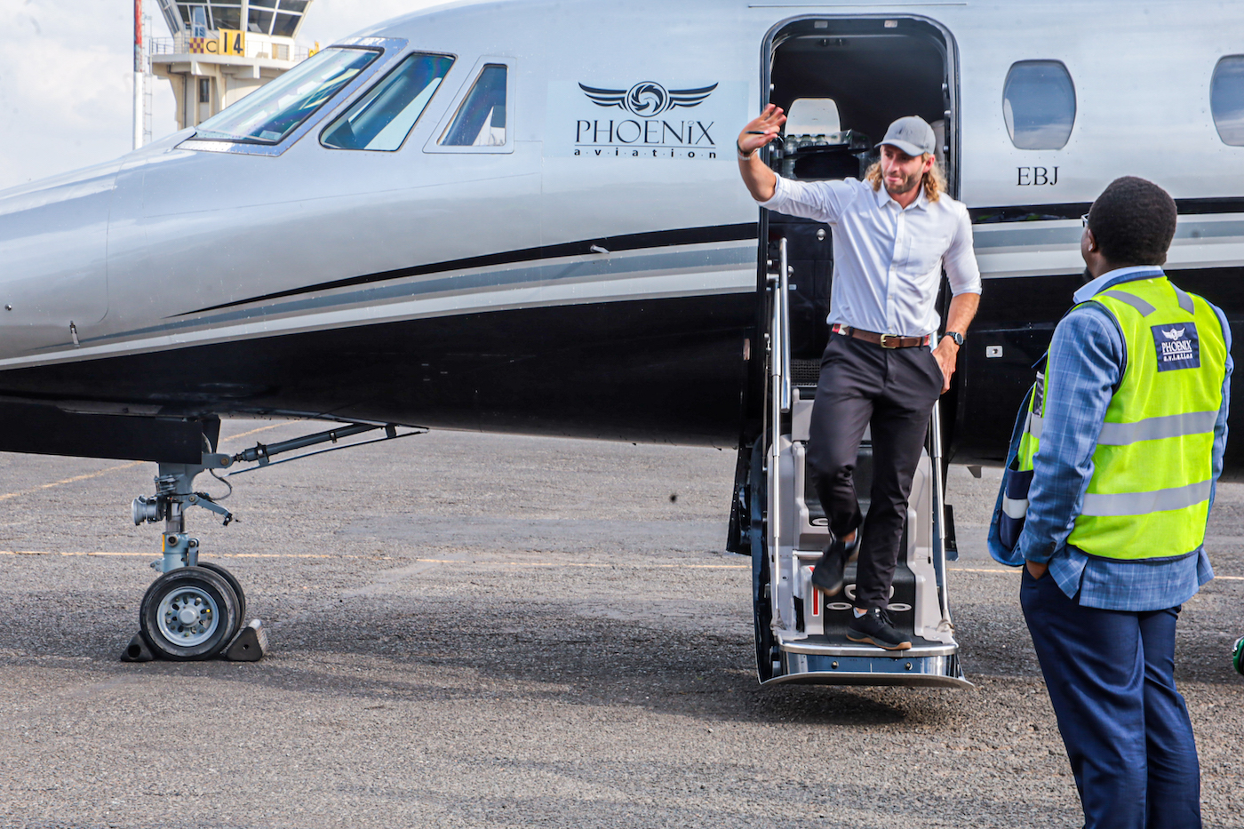 First officer - Russell Parkinson, Disembarks From the latest phoenix Aviations Jet