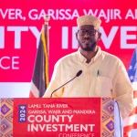 Wajir Governor Ahmed Abdullahi speaking at the Lamu, Tana River, Garissa, Wajir and Mandera County Investment Conference in Lamu earlier in the year.