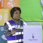 The Chairman of the Kenya Power Board of Directors, Joy Brenda Masinde speaking during the launch of the Kenya Power Sustainability Strategy.