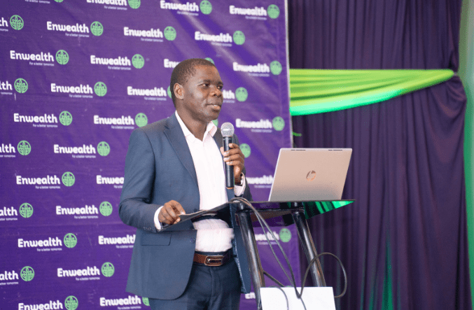 Simon Wafubwa, Enwealth CEO making an opening address at a pension stakeholder breakfast held at the Mercure Hotel in Nairobi on 14th February, 2025