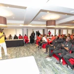 President William Ruto with Harambee Stars players and officials at State House Nairobi
