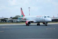A Kenya Airways plane taxiing at the airport. PHOTO/@KenyaAirways/X