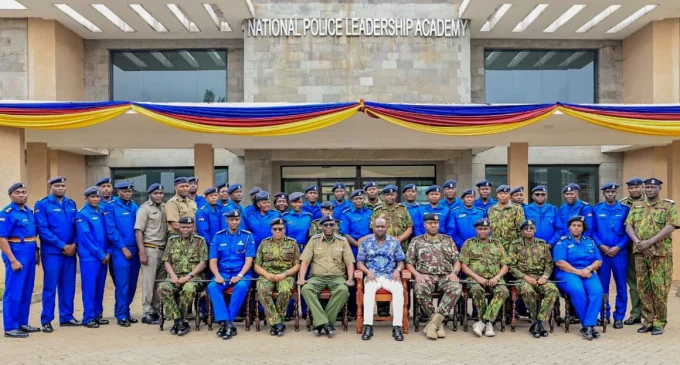 Interior Cabinet Secretary Kipchumba Murkomen with senior police officers in a past event