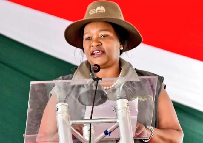 Tourism and Wildlife Cabinet Secretary Rebecca Miano speaks during a past event.