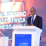 Dr. Joshua Oigara, Regional Chief Executive for East Africa, Standard Bank Group, during the opening of the 3rd Stanbic East Africa Business Summit held in Kampala, Uganda, a premier regional forum focused on unlocking East Africa’s economic potential through trade, investment, and collaboration.