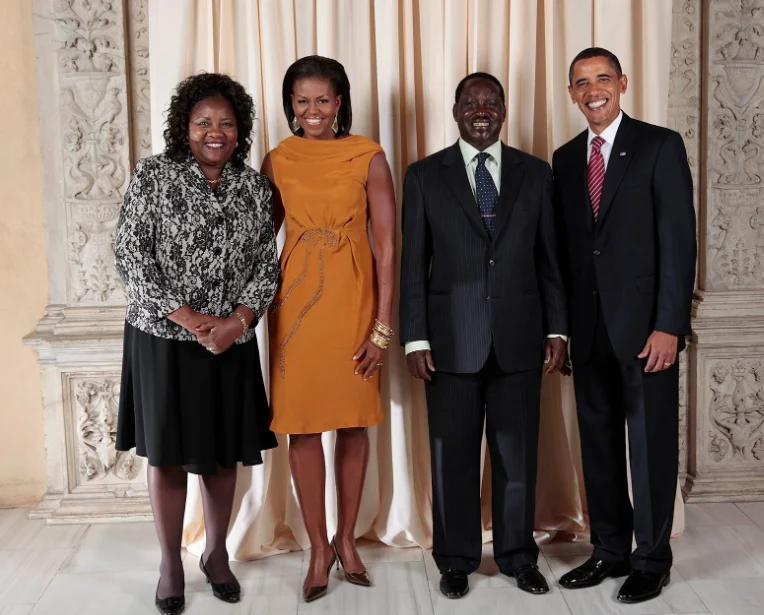The late former Prime Minister Raila Odinga, his spouse Ida Odinga, former U.S. President Barack Obama and former U.S First Lady Michelle Obama. PHOTO/@BarackObama