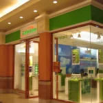 A safaricom shop at night.