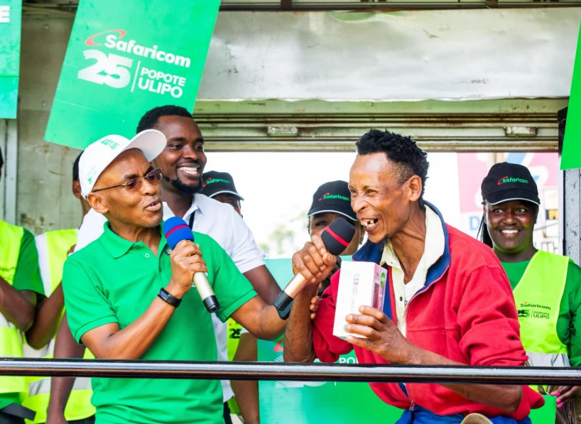 Peter Ndegwa, Safaricom Group CEO engaging customers at the celebration