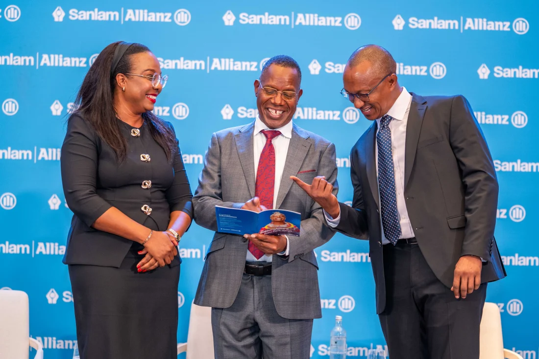 Sanlam Allianz Life Insurance (Kenya) Limited Chief Executive Officer Ms. Jacqueline Karasha (left) joins Sanlam Allianz Holdings (Kenya) PLC Group CEO Dr. PatrickTumbo (centre) and SanlamAllianz General Insurance top manager