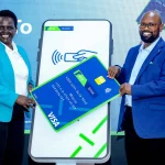 From left - KCB Bank Kenya Director of Retail Banking, Jane Isiaho and Visa Country Manager and Senior Business Development Leader for Kenya, South Sudan and Somalia, John Njoroge during the launch of Tap-To-Phone solution which will enable business owners to accept card payments directly on their Near-Field Communications (NFC) enabled Android smartphones without the need for a traditional point-of-sale (POS) machine.